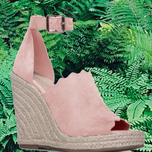 Blush/Pink  Scalloped Wedge Espadrilles - Picture 3 of 8